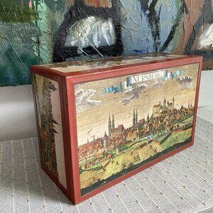 VTG Cookie LG Biscuit Tin Otto Schmidt Nurnberg Germany Colorful Litho Graphics